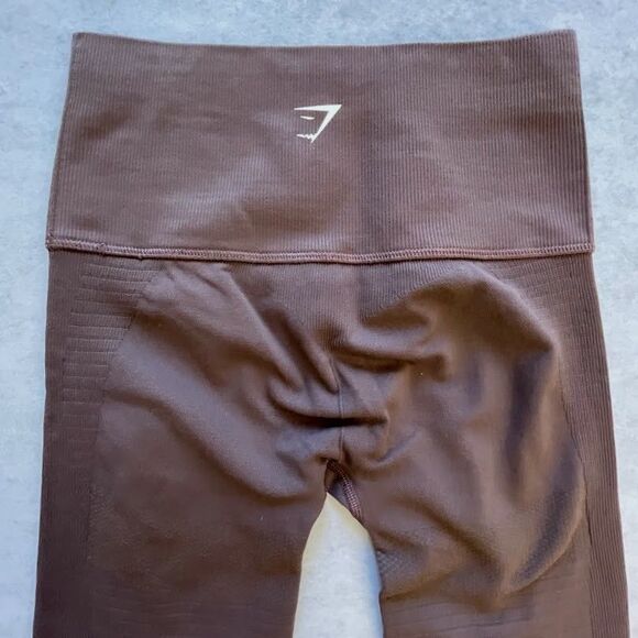 Gymshark Leggings Brown High Rise Womens XS Eyelet Crop Butt Lifting Activewear - Picture 5 of 11